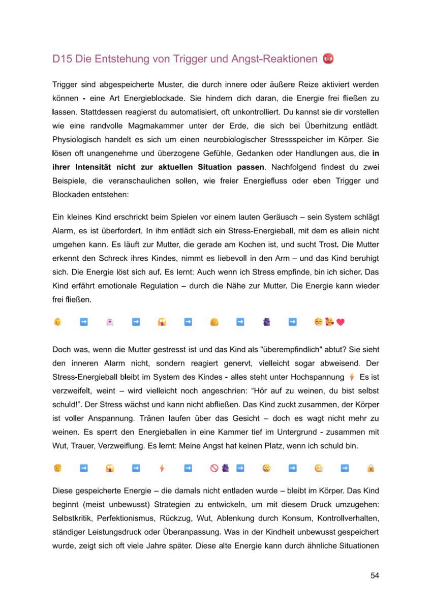 Buchauszug "Urvertrauen stärken - Mehr Selbstvertrauen, Ausstrahlung und Glück als Frau in 30 Tagen" Kapitel "Die Entstehung von Trigger und Angst-Reaktionen"
